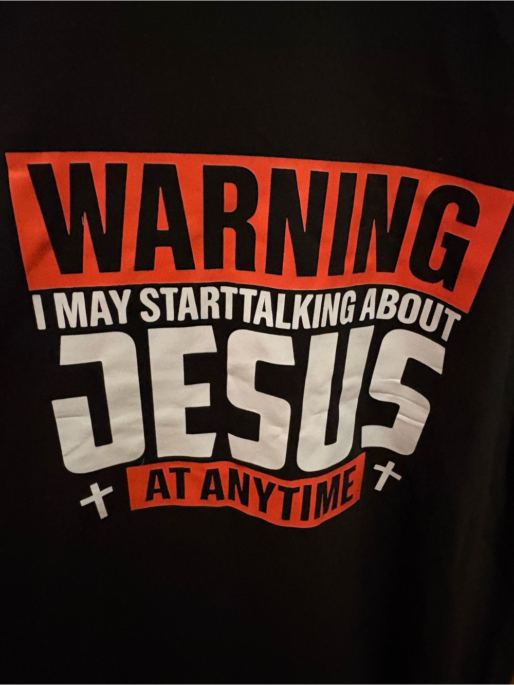 Warning I May Start Talking About Jesus Graphic Tee - Black & Orange